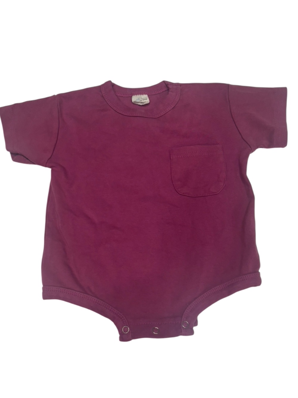 Plum Short Sleeve Baby oversized T-shirt Bodysuit with Chest Pocket 3-6m